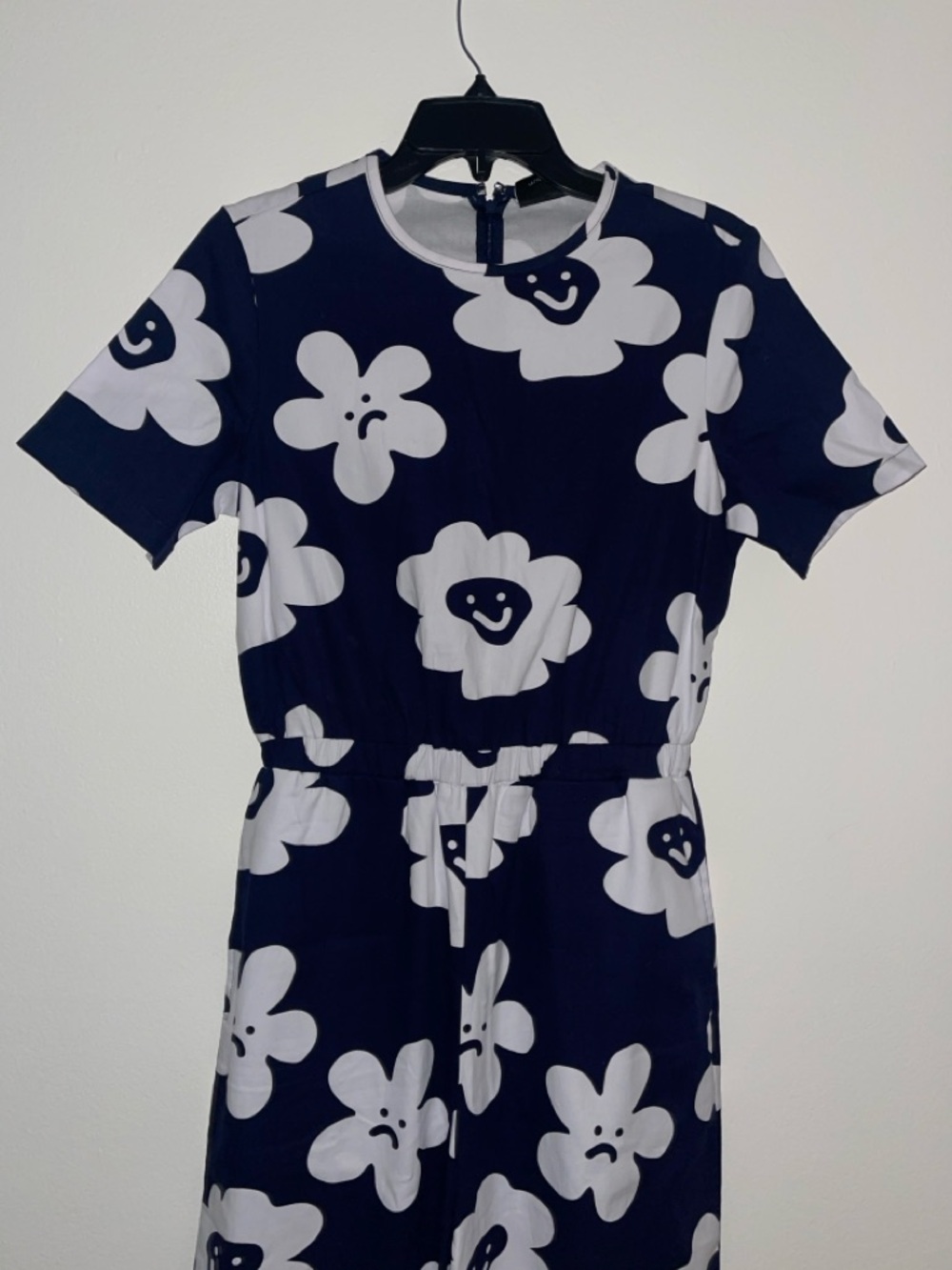 Lazy Oaf Navy & White Smiley flower Jumpsuit